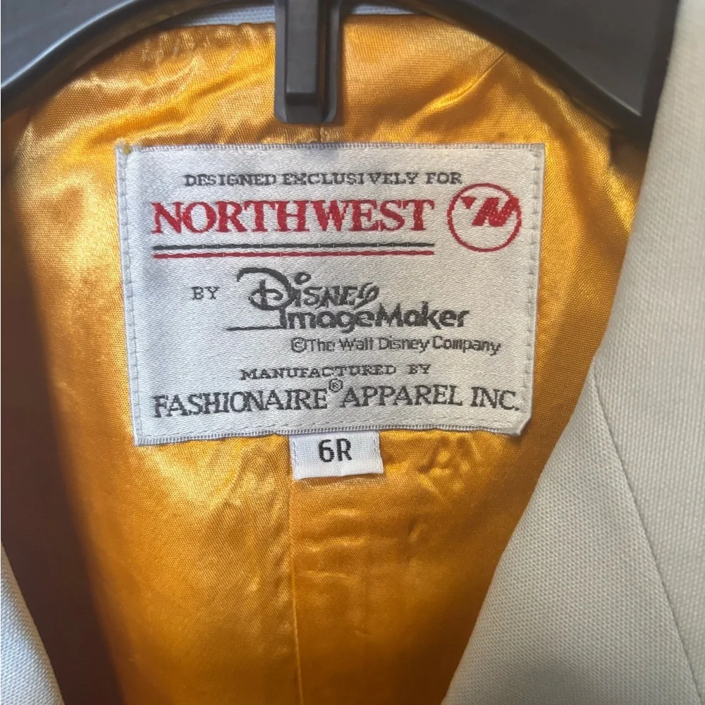 Vintage Northwest Airlines Stewardess Jacket‎ Sz 6R Disney Gray Gold